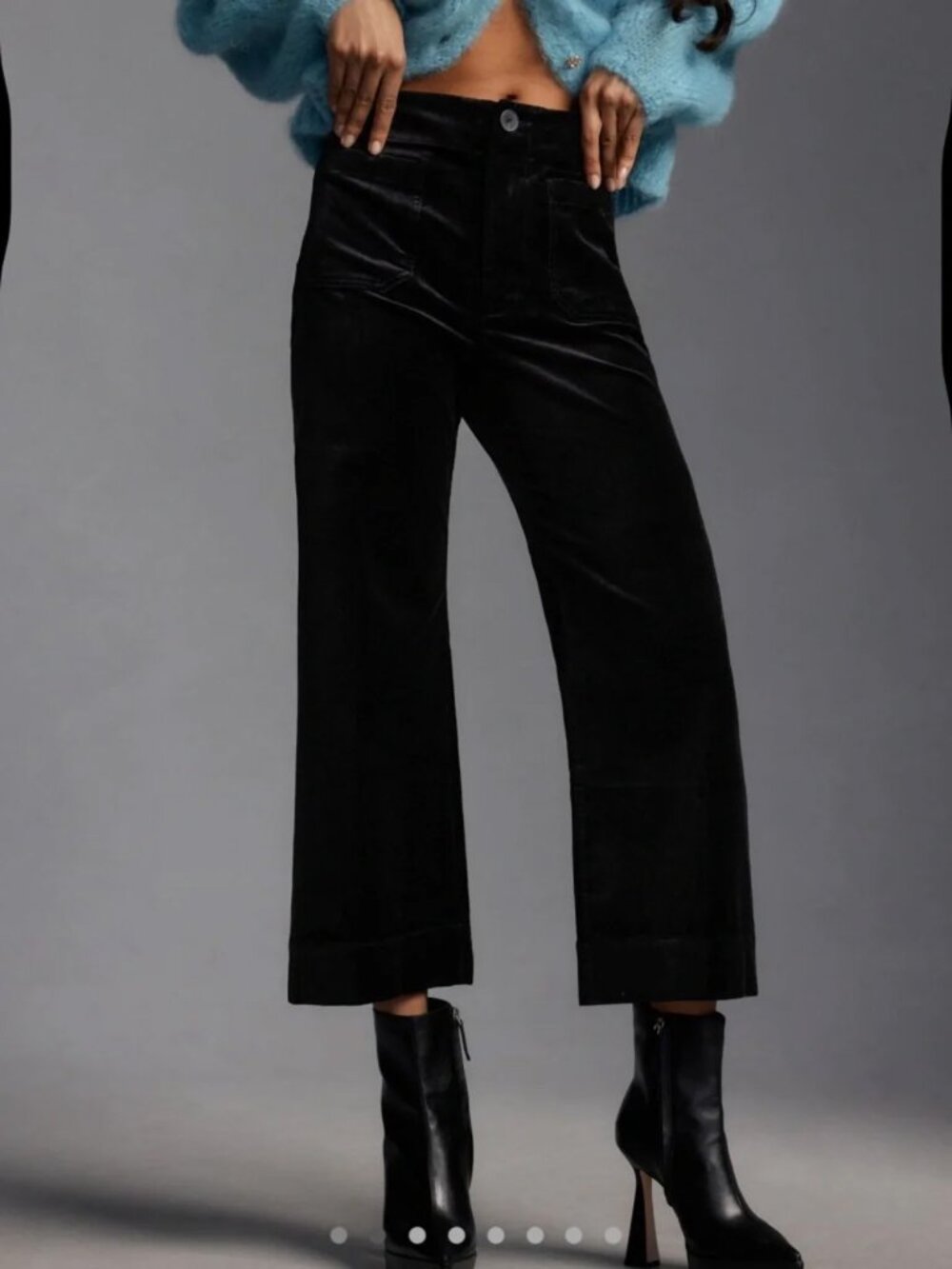 Anthropologie Maeve Colette Cropped Wide-Leg Velvet Pants 31